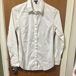Ann Taylor White Button Down Long Sleeve Shirt